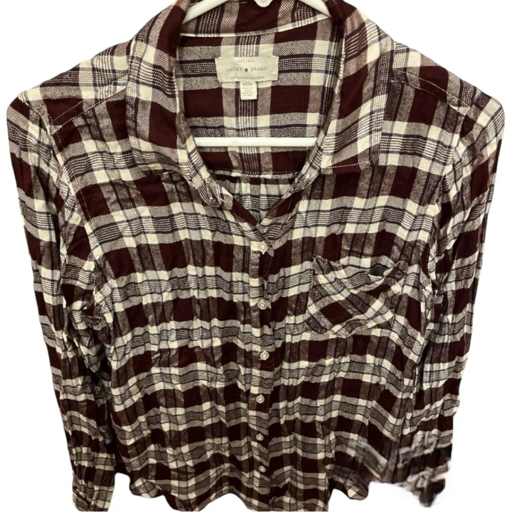 2/$30 SOFT! Lucky Brand button down plaid shirt MD Lucky Brand plaid top MEDIUM